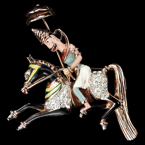 Corocraft Sterling Persian or Mongolian Horse Rider with Parasol Pin