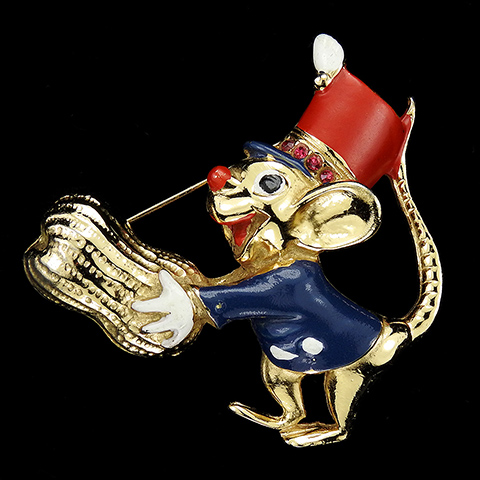 Coro Walt Disney Dumbo Jewelry Timothy Q Mouse giving Dumbo a Peanut Pin