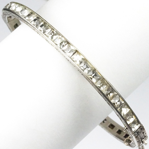 Deco Sterling Invisibly Set Diamante Bangle Bracelet