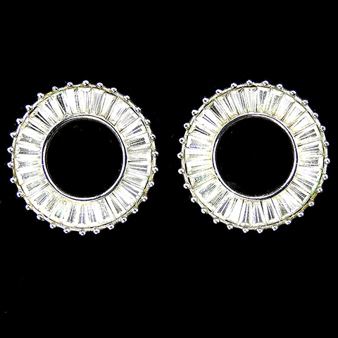 Pennino Diamante Baguettes Open Circle Clip Earrings