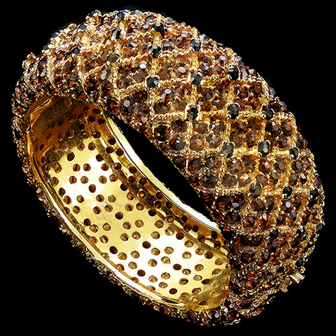 Joseph Mazer Jomaz Gold Onyx and Citrine Diamond Pattern Sprung Bangle Bracelet