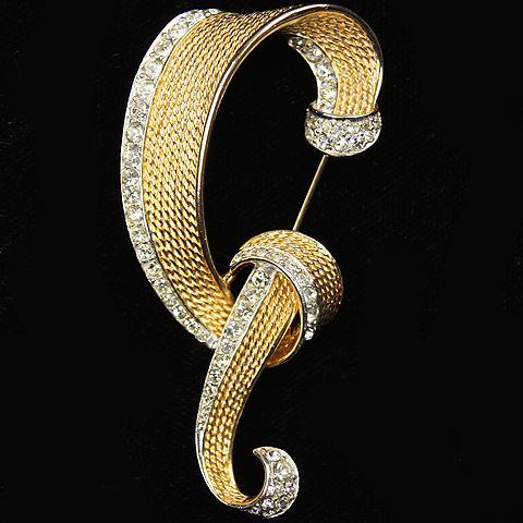 Boucher 'Illusion' Gold and Pave Spiral Bowknot Pin