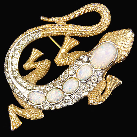 MB Boucher Gold Opal Backed Lizard Pin