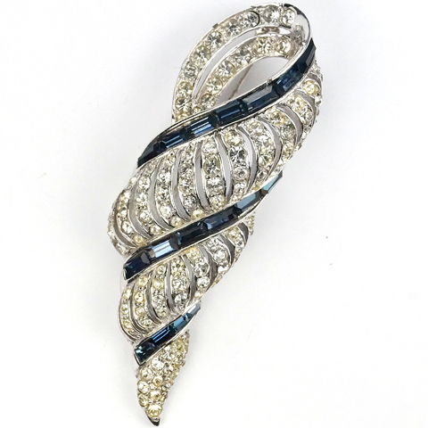 Boucher Pave and Sapphire Baguettes Seashell Swirl Pin