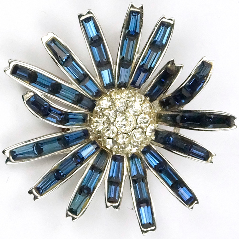 Boucher Pave and Invisibly Set Sapphires Flower Pin