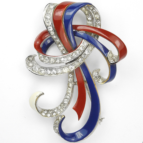 MB Boucher WW2 US Patriotic Red White and Blue Bowknot Pin