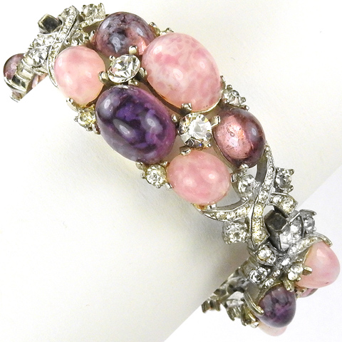 MB Boucher Pave Baguettes and Amethyst and Pink Quartz Cabochons Bracelet