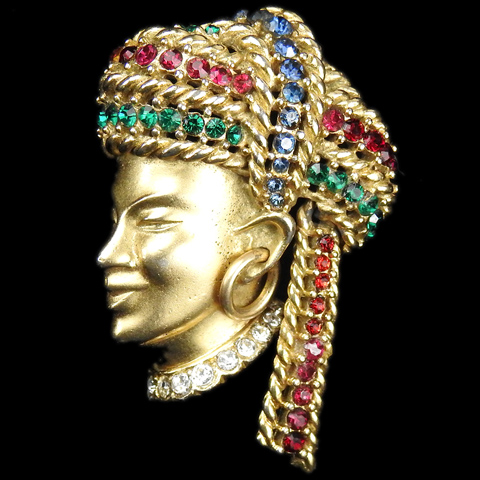 Boucher Gold Oriental Man with Earring in a Multicolour Turban Pin