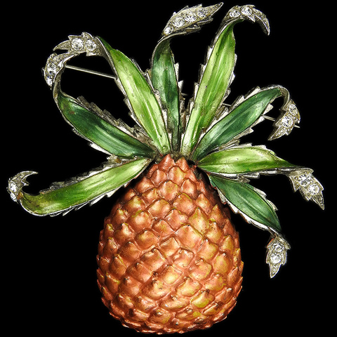 MB Boucher Pave and Metallic Enamel Pineapple Pin