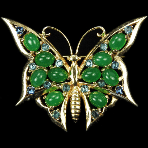 Boucher Gold and Emerald Cabochon Butterfly Pin