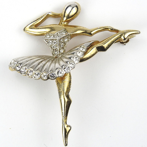 MB Boucher 'Ballet of Jewels' Gold and Pave 'Sonia' Ballerina Pin