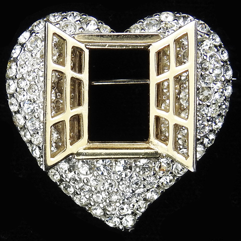 Boucher 'Springtime in Paris' Golden Open Window into a Pave Heart Pin