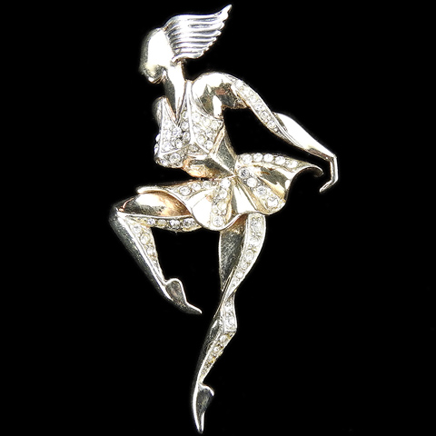 MB Boucher Sterling Dancing Ballerina with Flowing Hair Pin