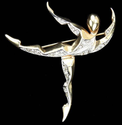 MB Boucher 'Peter' Gold and Pave Ballet Dancer Pin