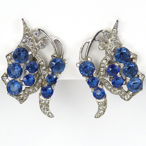 MB Boucher Pave and Sapphire Butterfly Screwback Earrings