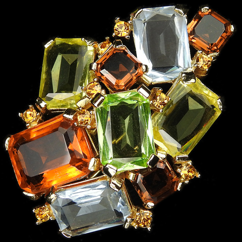 Boucher Topaz, Jonquil, Blue Topaz, Peridot and Multicolour Gemset Stones Pin
