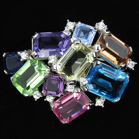 Boucher Blue and Pink Topaz, Amethyst, Aquamarine, Peridot and Multicolour Gemset Stones Pin