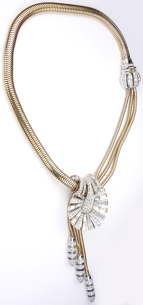 MB Boucher Gold Gaspipes Necklace with Triple Pendant Tassels and ...