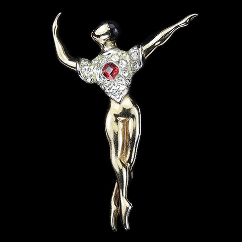 Boucher 'Ballet of Jewels' Gold Pave and Enamel 'Sleeping Beauty' Male Ballet Dancer Pin