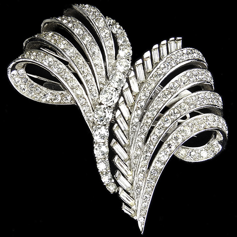 Boucher 'La Scala' Pave and Baguette Leaves 'Duette' Pin or Pair of Pin Clips