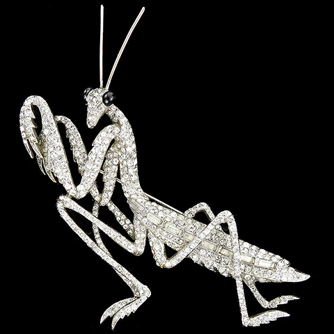 MB Boucher Pave and Baguettes Praying Mantis Bug Pin