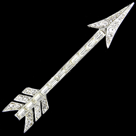 Marboux (Boucher) Pave and Diamante Baguettes Arrow Pin