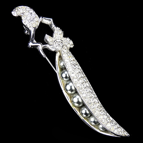Boucher Pave and Grey Pearls Peas in a Pod Pin