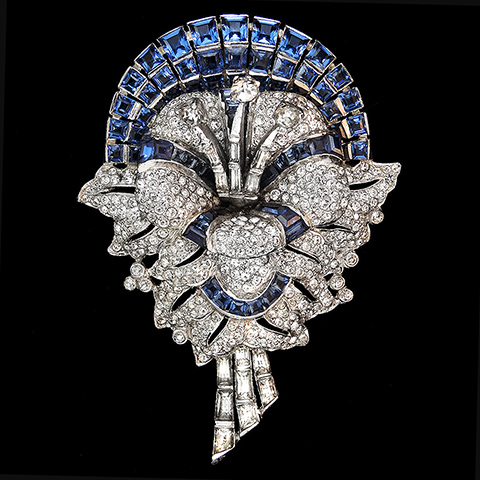 MB Boucher Pave Baguettes and Invisibly Set Sapphires Orchid Flower Spray Pin