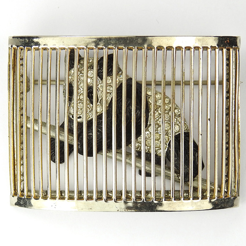 Pave and Enamel Giant Panda Bear in a Golden Cage Pin