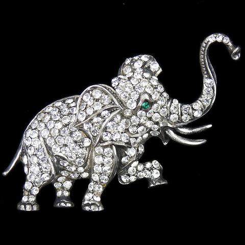 Deco Pave and Sterling Trumpeting Elephant Pin