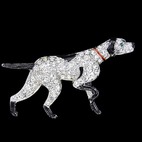 Pave and Enamel Pointing Pointer Hunting Dog Pin