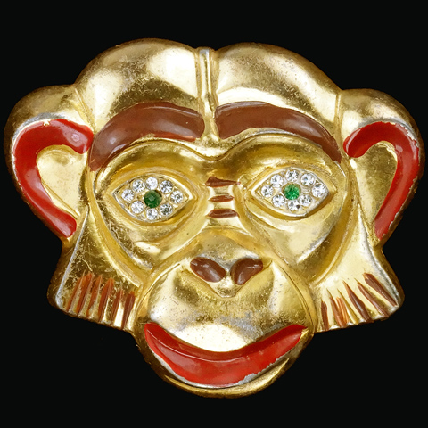 Silson (unsigned) Golden Monkey Face Pin