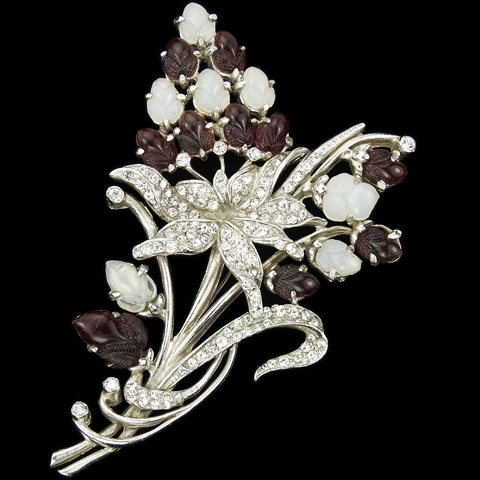 Reinad Pave Moonstone and Chalcedony Fruit Salads Floral Spray Pin
