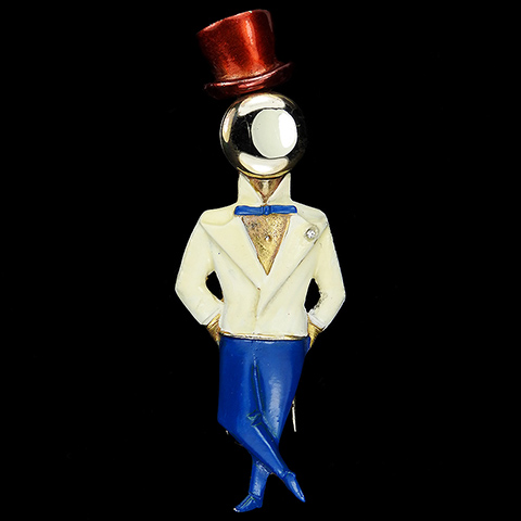 Silson Man about Town in Top Hat and Tails Photo Locket Pin Clip