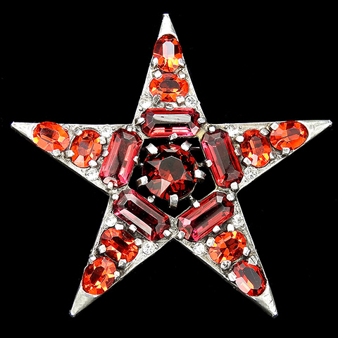 Eisenberg Original Silver and Ruby Pentangle Star Pin