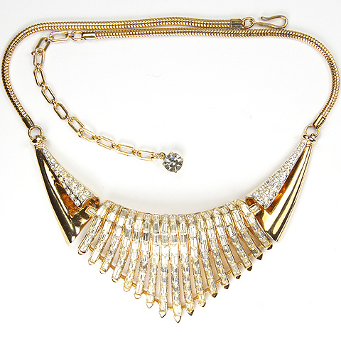 Corocraft Gold Pave and Baguettes Regency Necklace