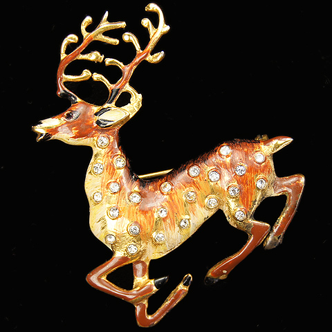 Corocraft Sterling Running Deer Christmas Reindeer Pin