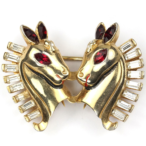 Coro Ruby and Baguettes Golden Miniature Horse Heads Duette