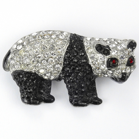 Coro Pave and Onyx Black and White Giant Panda Bear Pin