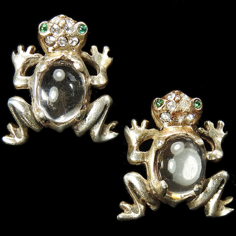 Coro Sterling Jelly Belly Frogs Clip Earrings