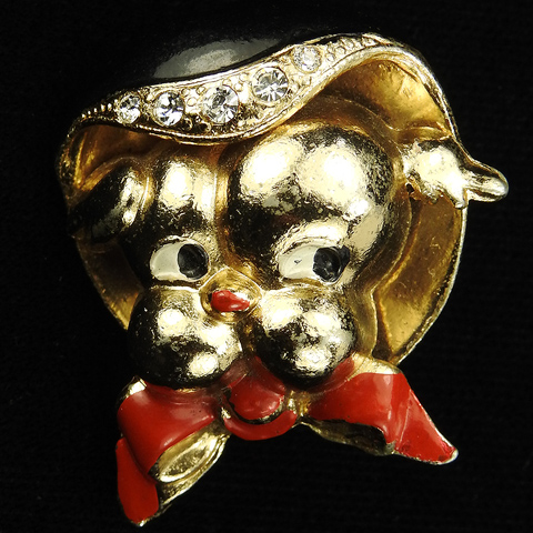 Coro Gold Pave and Enamel Mrs Dog Pin
