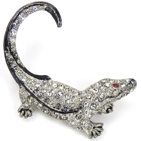 Coro Pave and Enamel Miniature Perfumed Lizard or Crocodile Pin