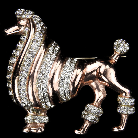 Corocraft Sterling Gold and Pave Standard Poodle Dog Pin