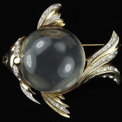 Corocraft Sterling Gold and Pave Jelly Belly Angel Fish Pin