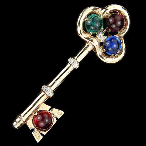 Corocraft Sterling Gold and Tricolour Cabochons Key Pin