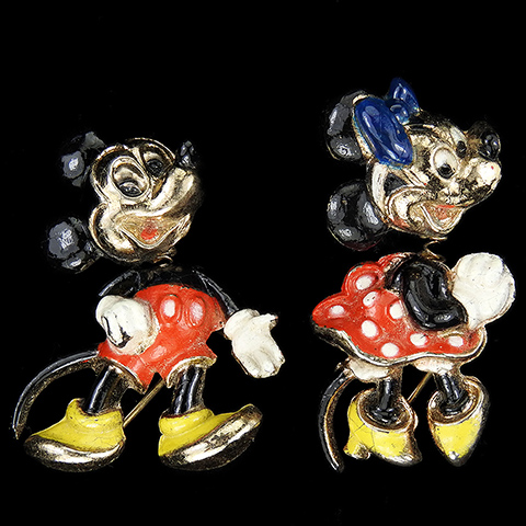 Coro Walt Disney Jewelry Pair of Mickey Mouse and Minnie Mouse Trembler Pins
