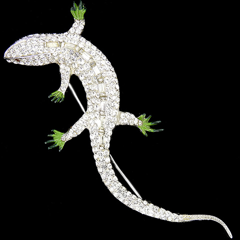 Coro Pave and Baguette Backed Giant Lizard Pin