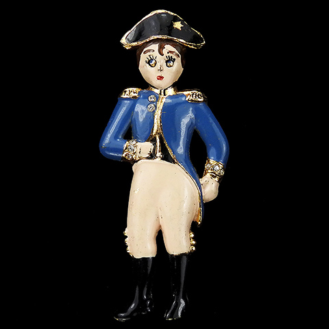 Coro Gold and Enamel Emperor Napoleon with Moveable Eyes Pin Clip
