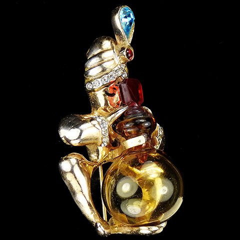 Coro 'Ali Baba' Fortune Teller Genie with 'Jelly Belly' Perfume Bottle Pin