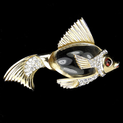 Coro Gold and Pave Jelly Belly Goldfish Fish Pin